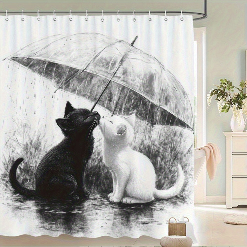 Home Bathroom Tiles Design - Waterproof Bathroom Shower Curtain Cat Kitten