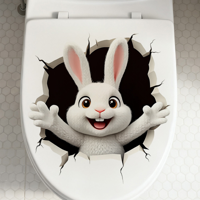 Home Bathroom Tiles Design - 2D Flat 1-Piece Fun Animal-Themed Easter