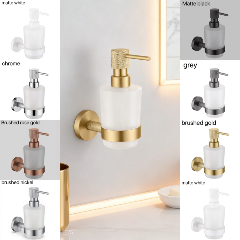 Glass Soap Dish - Brushed Nickel Brass Knurled Wall Mount