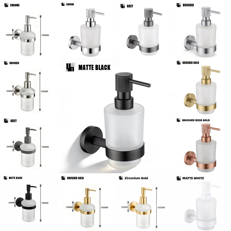 Glass Soap Dish - Brushed Nickel Brass Knurled Wall Mount