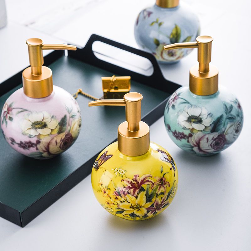 Bathroom Home Improvement - 300ml Ceramic Sub-bottle Color Flower and