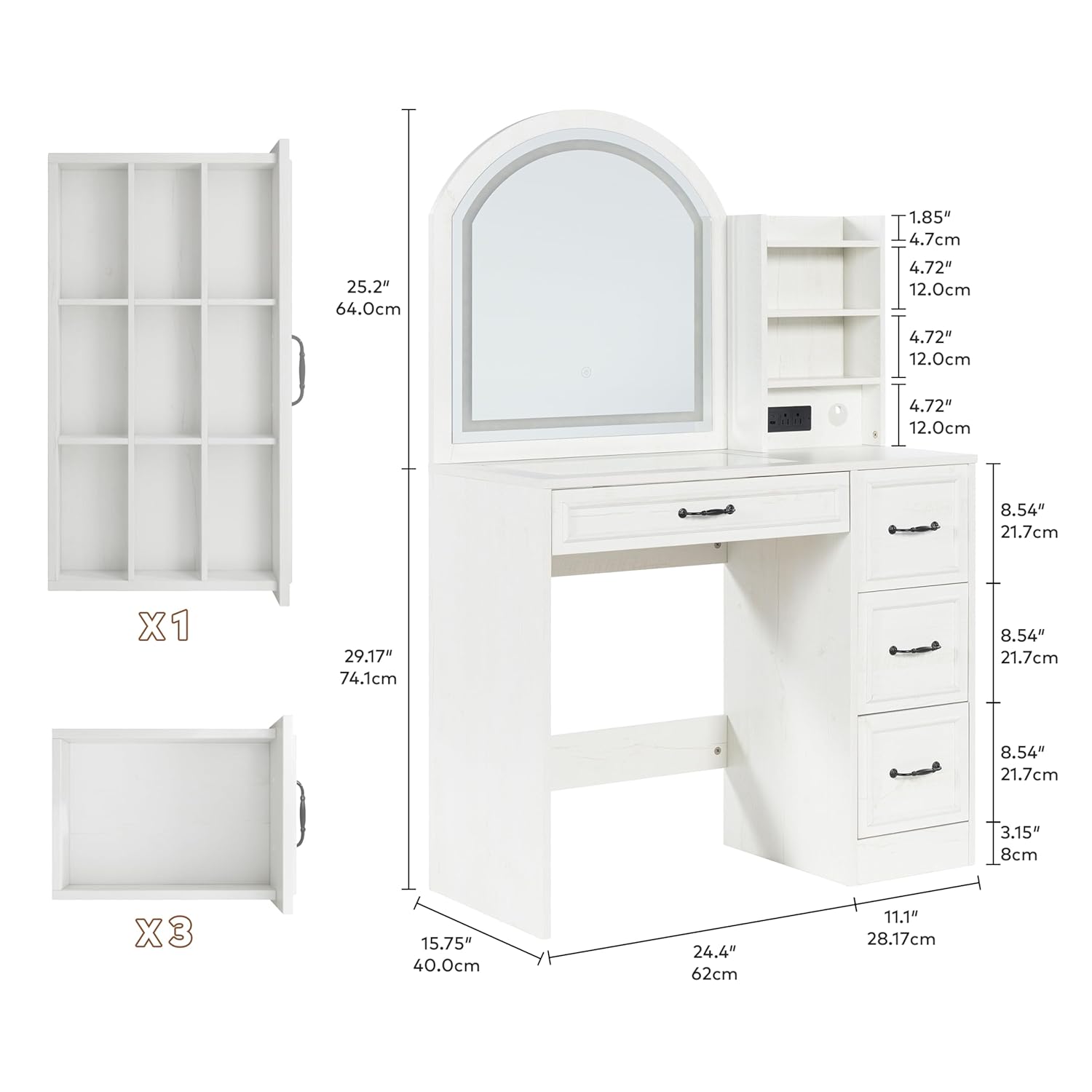 Modern Vanity Desk with Lighte - Home Outlet Bathroom Mirrors recension och pris