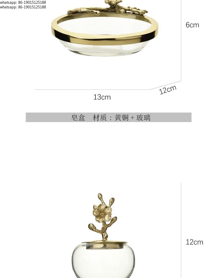 European Style Gold Brass Glas - Glass Soap Dish recension och pris