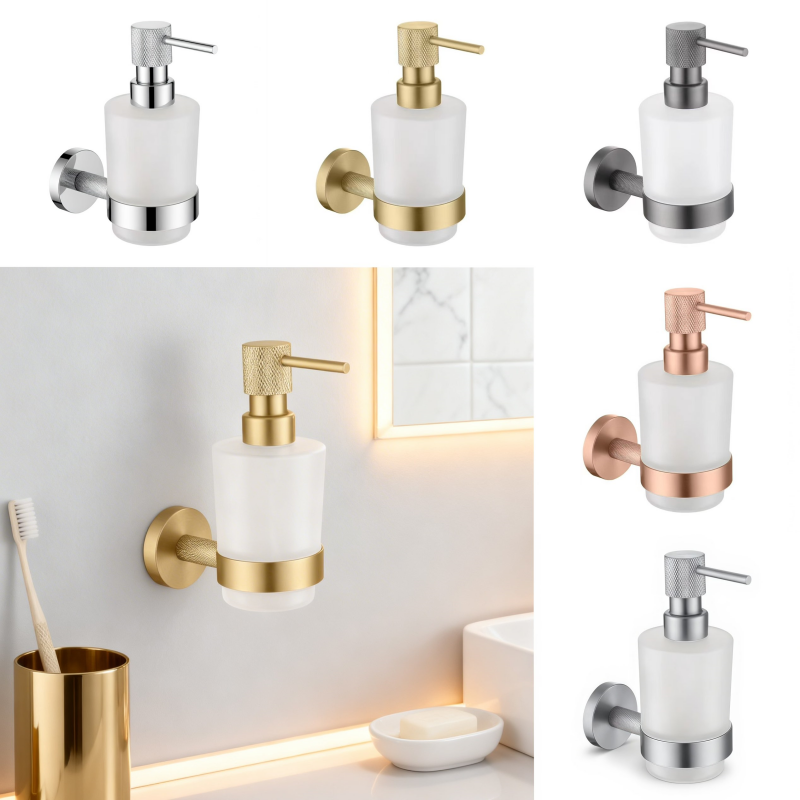 Brushed Nickel Brass Knurled W - Glass Soap Dish recension och pris