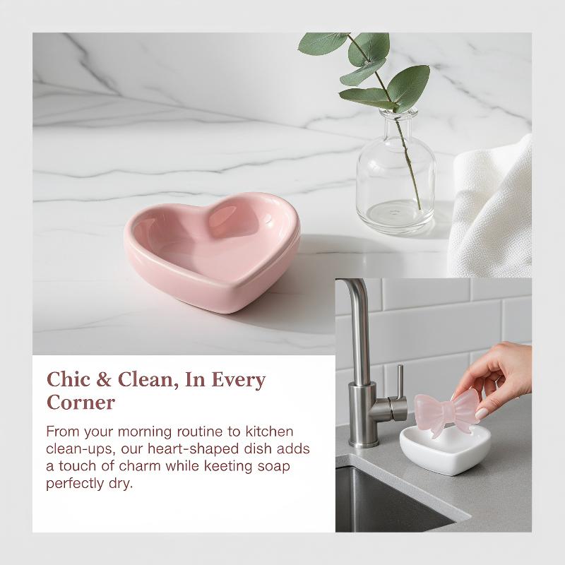 Cute Bow Heart Shaped Ceramic  - Home Bathroom Design recension och pris