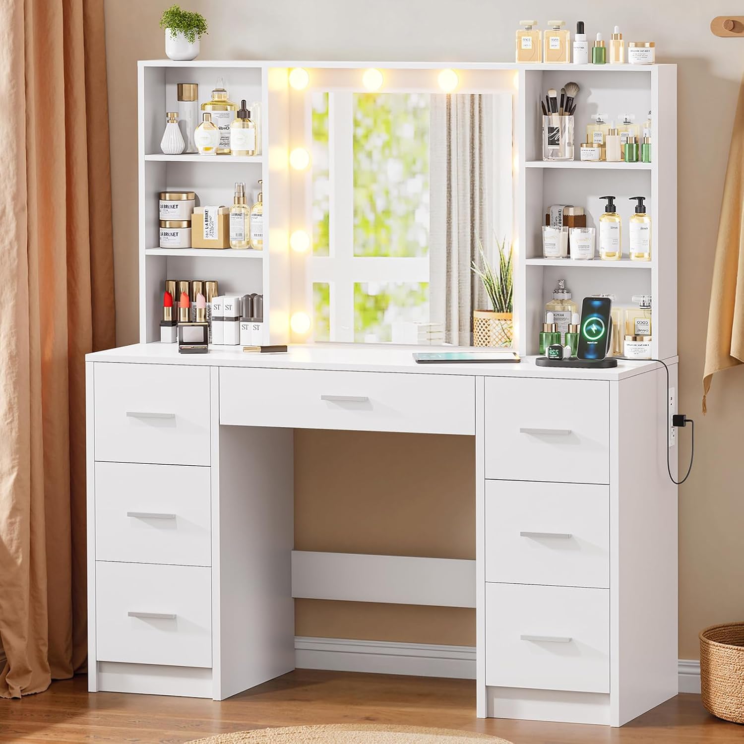 Large Vanity Desk with LED Mir - Home Outlet Bathroom Mirrors recension och pris