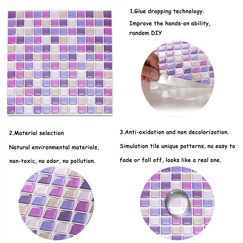 3D Mosaic Wall Mural Tile Stic - Home Bathroom Tiles Design recension och pris