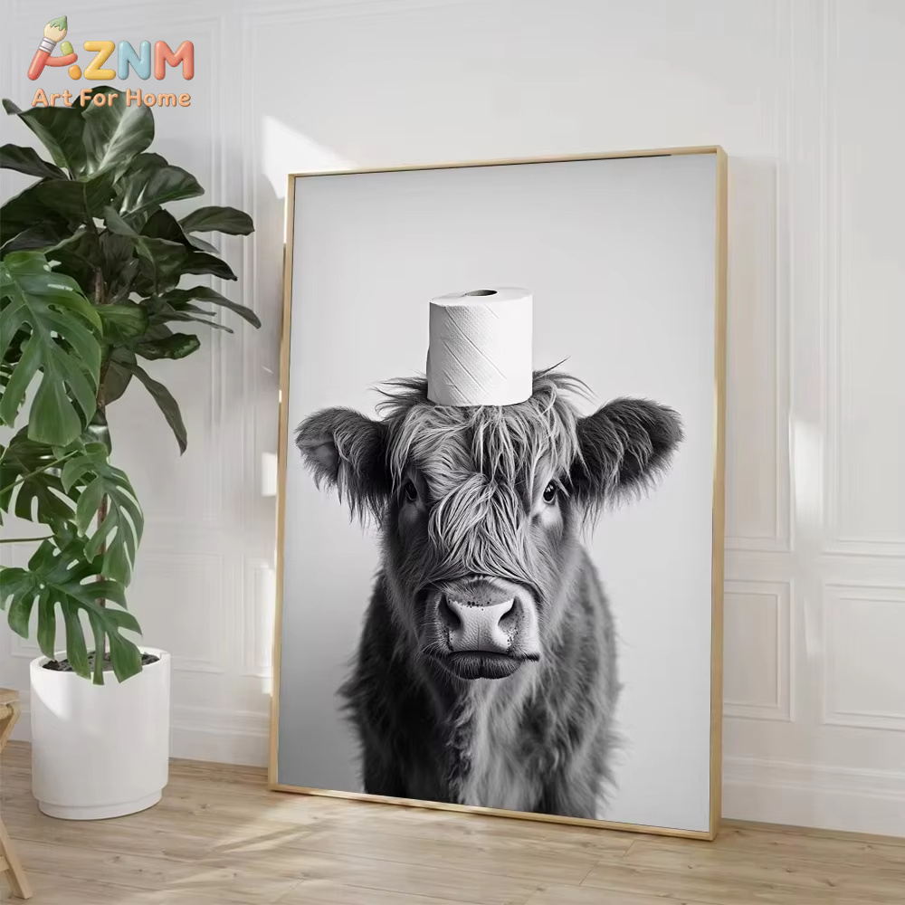 1PC, Highland Cow Otter Cat Ra - Home Bathroom Wall Art recension och pris