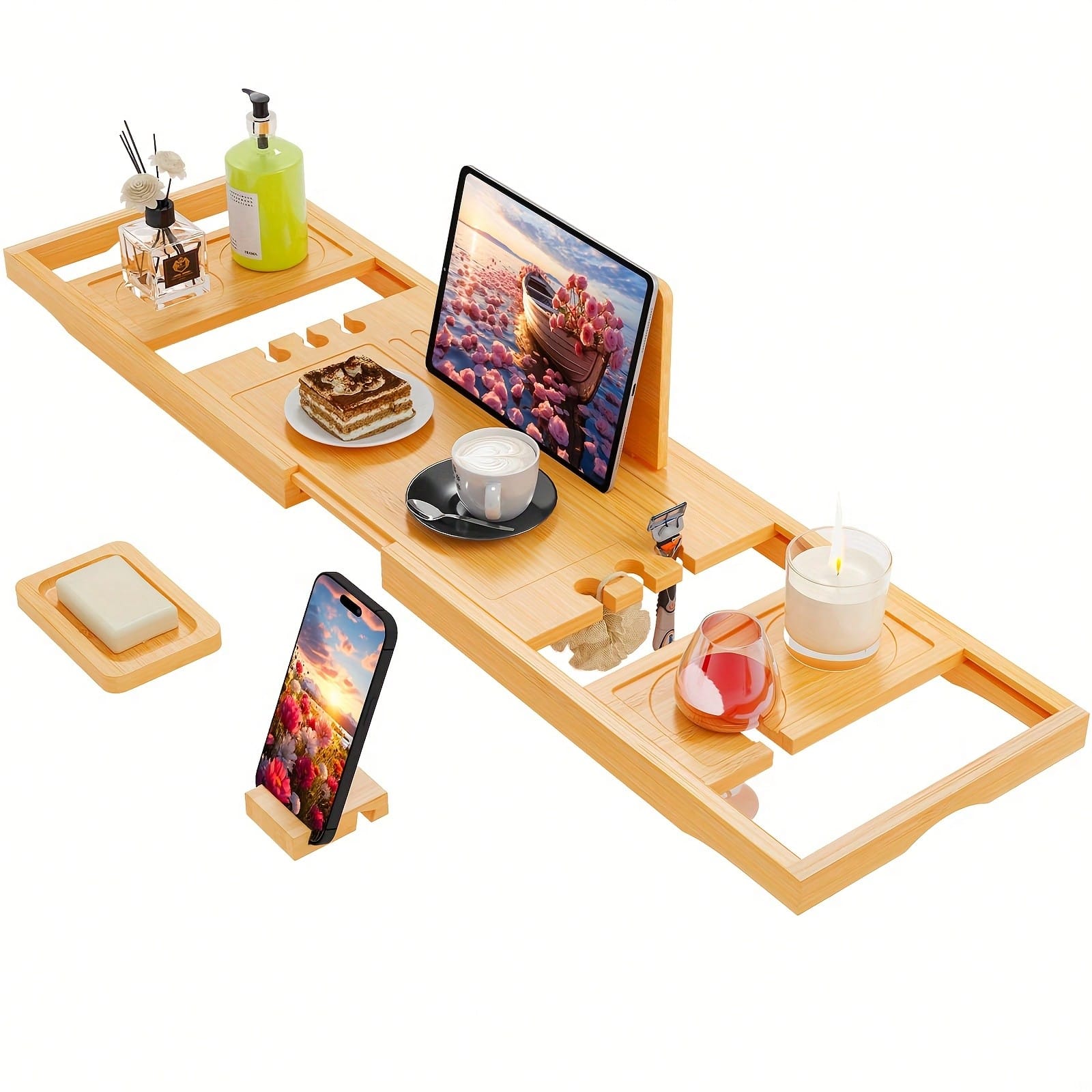 Bamboo Bathtub Caddy Tray, Ext - Bath Caddy Tray recension och pris