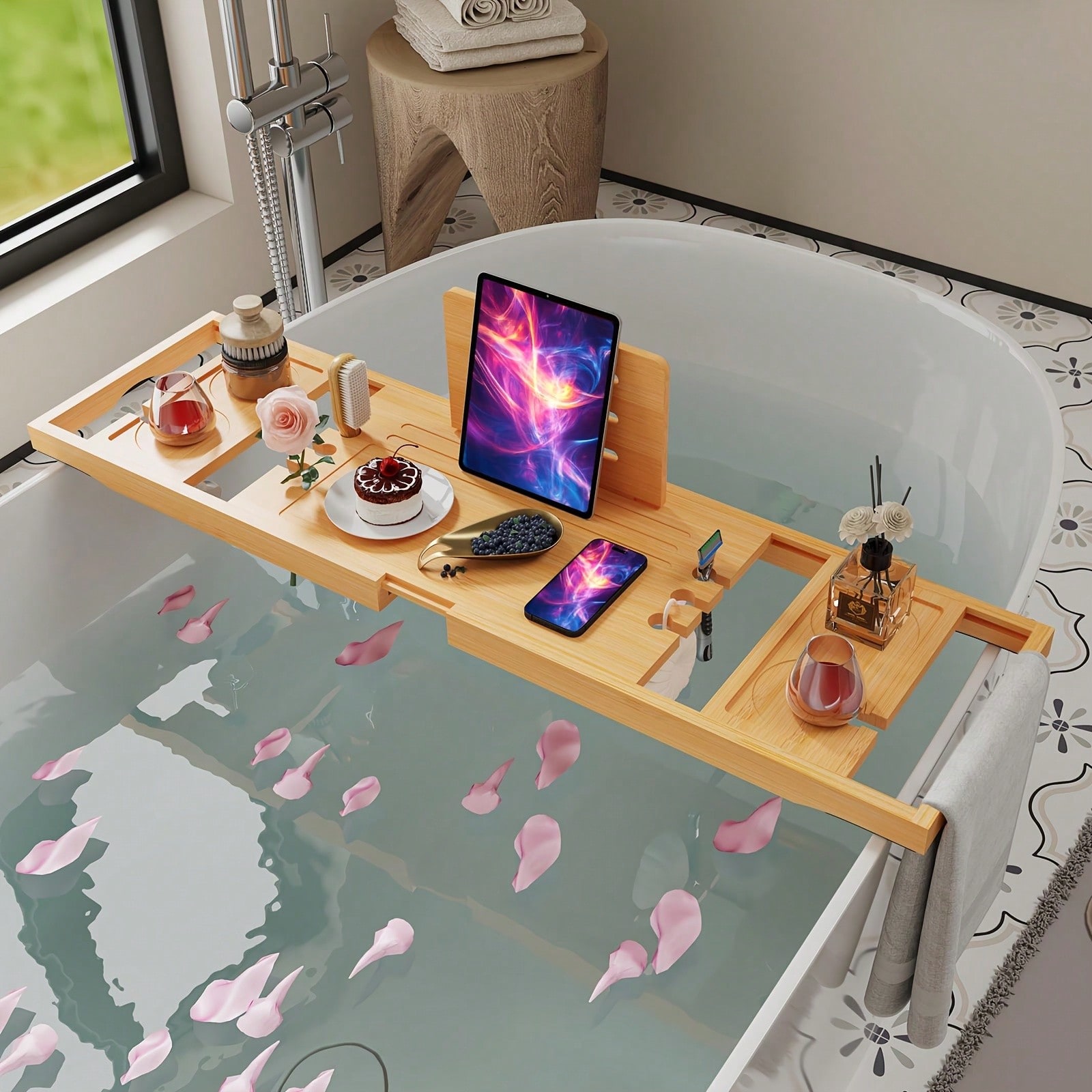 Bamboo Bathtub Caddy Tray, Ext - Bath Caddy Tray recension och pris