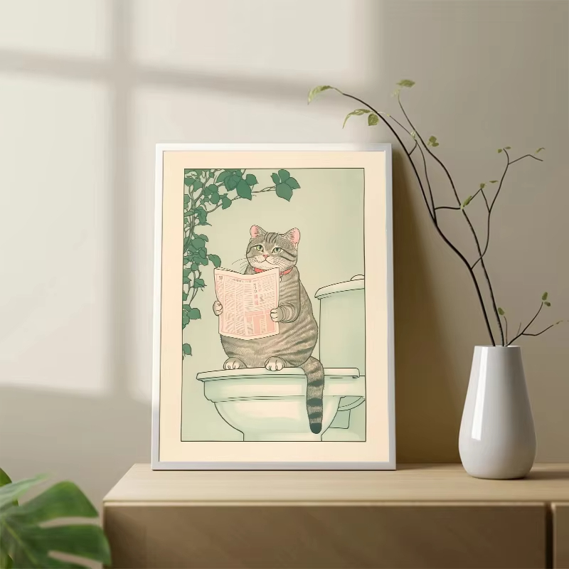 Frameless Cat in the Bathtub J - Home Bathroom Wall Art recension och pris
