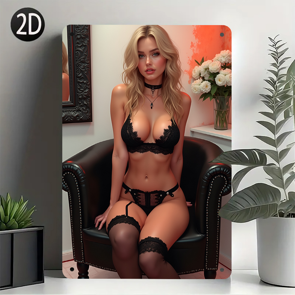 Vintage Sexy Lady Metal Tin Si - Home Bathroom Wall Art recension och pris
