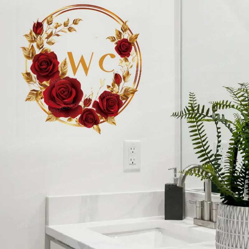 Creative Red Gold Flower Bathr - Home Bathroom Tiles Design recension och pris
