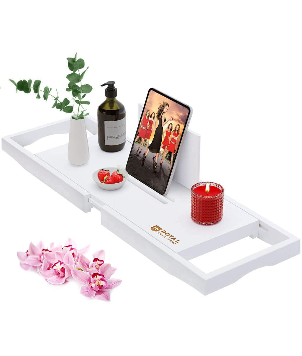 Luxury Expandable Bamboo Batht - Bath Caddy Tray recension och pris