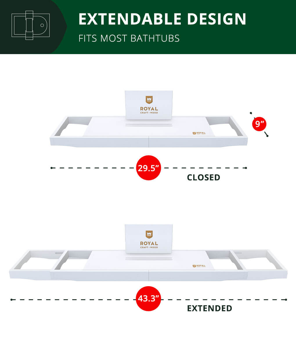 Luxury Expandable Bamboo Batht - Bath Caddy Tray recension och pris
